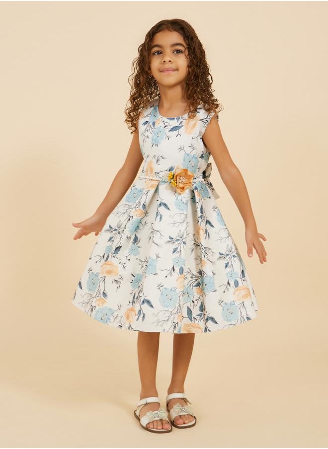 Styli - Floral Print Round Neck Sleeveless Dress - Image 1