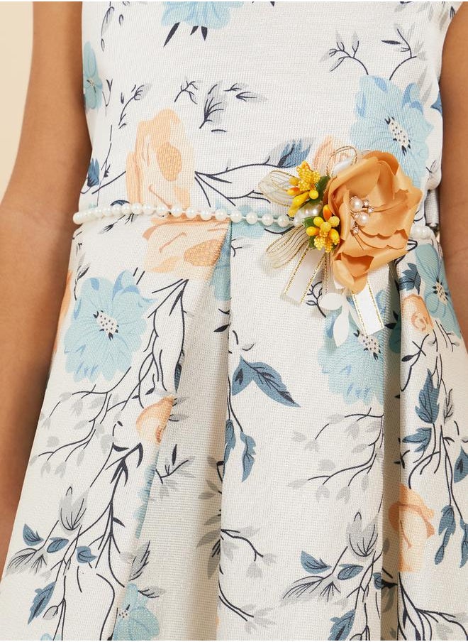 Styli - Floral Print Round Neck Sleeveless Dress - Image 1