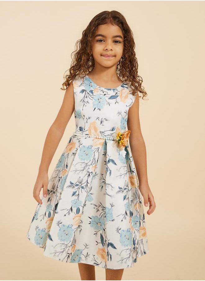 Styli - Floral Print Round Neck Sleeveless Dress - Image 1