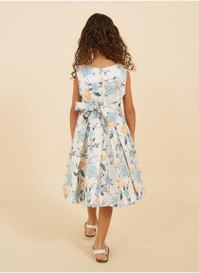 Styli - Floral Print Round Neck Sleeveless Dress - Image 1