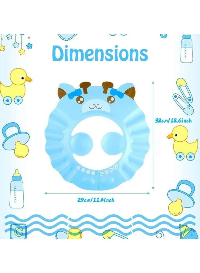 3 قطع من قبعات الاستحمام للأطفال، قبعة استحمام قابلة للتعديل مع واقي من الشامبو، حماية ناعمة للأطفال الرضع، حماية للأذن والعين وشعر الطفل، أدوات غسيل للأطفال الصغار (أزرق وردي أصفر) - Image 2