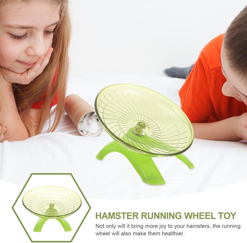 Silent Hamster Running Wheel with Stand, Hedgehog Exercise Wheel for Guinea Pig and Chinchilla, Quiet Spinner Small Animal in Matcha Green - Image 3