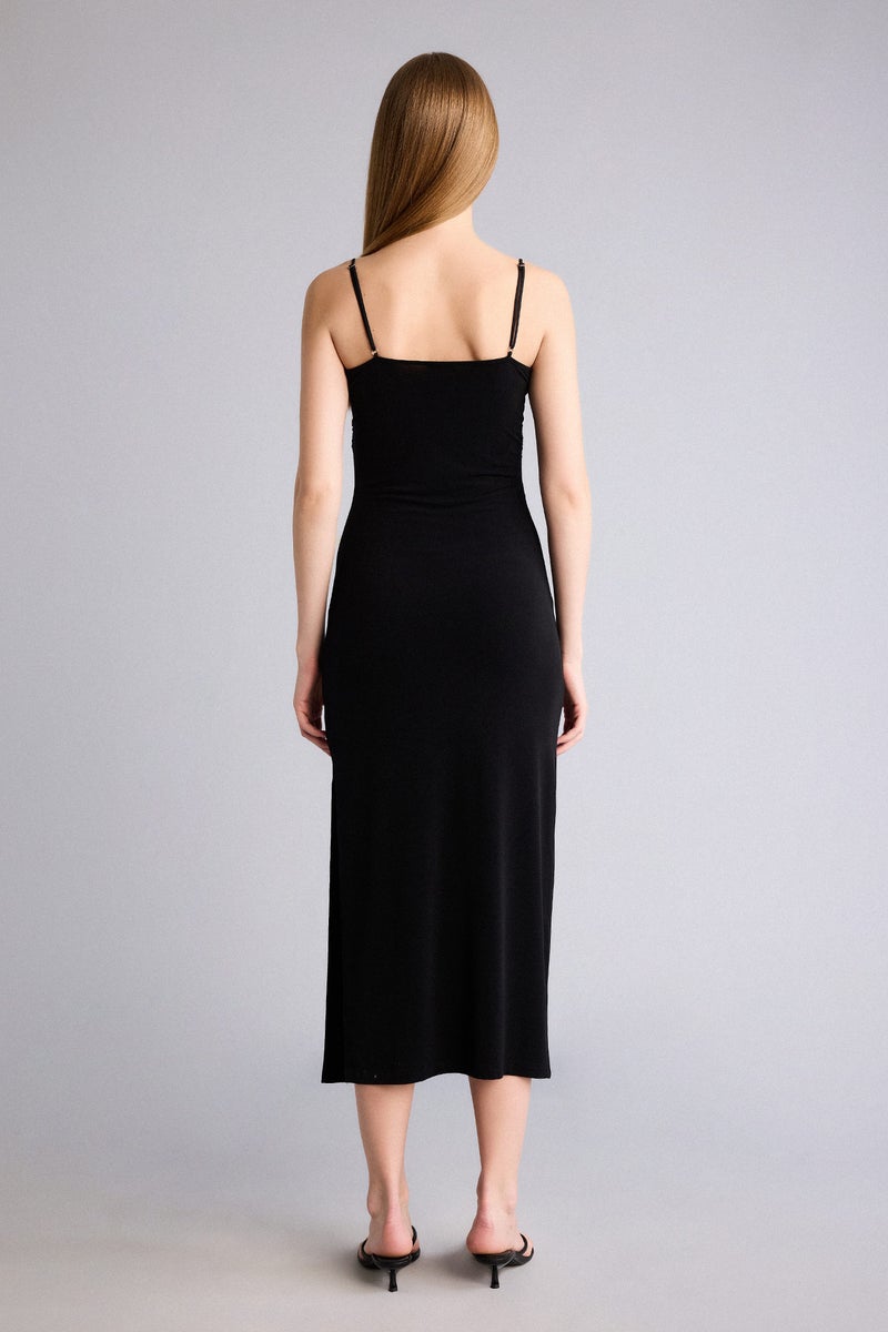 DeFacto Black Woman Bodycon Square Collar Maxi Dress Casual - Image 4
