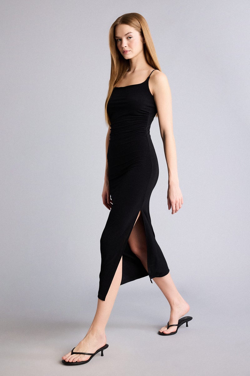 DeFacto Black Woman Bodycon Square Collar Maxi Dress Casual - Image 1