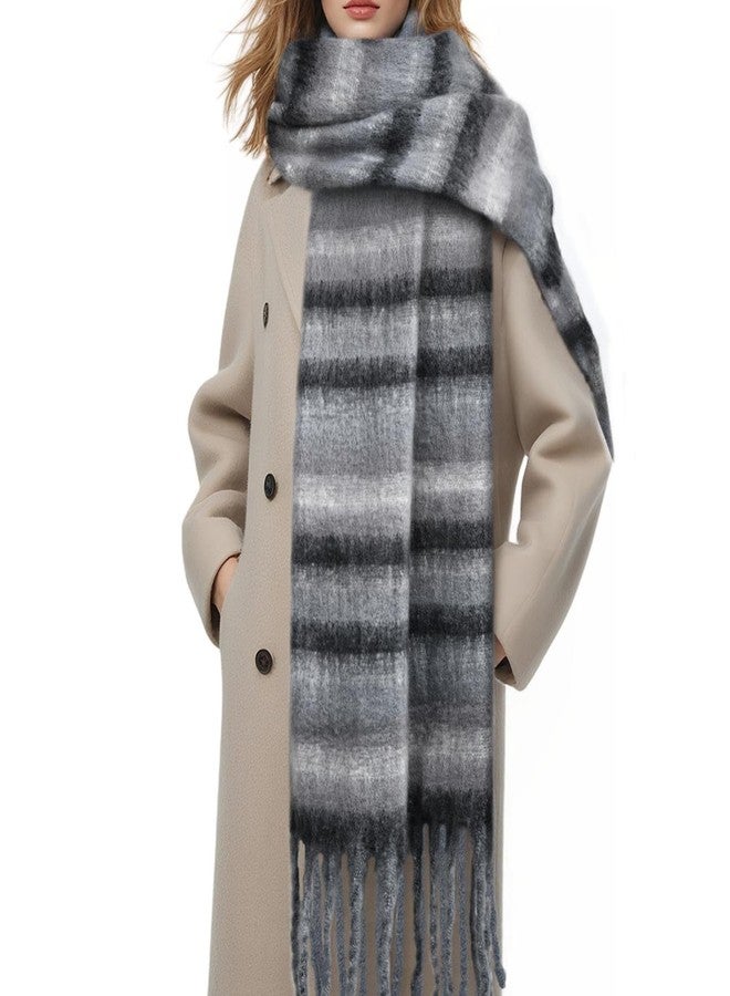 TOBEHIGHER Winter Scarf - Women Long Plaid Scarves Warm Grey - Image 1