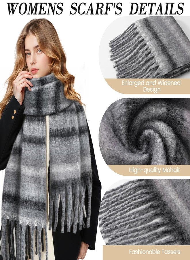 TOBEHIGHER Winter Scarf - Women Long Plaid Scarves Warm Grey - Image 3