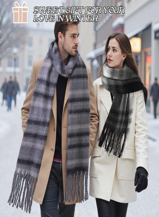 TOBEHIGHER Winter Scarf - Women Long Plaid Scarves Warm Grey - Image 5