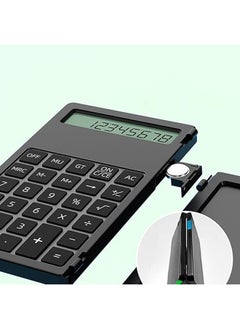 General Electronic Notepad Calculator with Erasable Writing Notepad, Portable Folding LCD Whiteboard 12 Digit Clear Screen Pocket Scientific Calculator Black  - Image 2