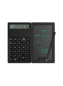 General Electronic Notepad Calculator with Erasable Writing Notepad, Portable Folding LCD Whiteboard 12 Digit Clear Screen Pocket Scientific Calculator Black  - Image 1