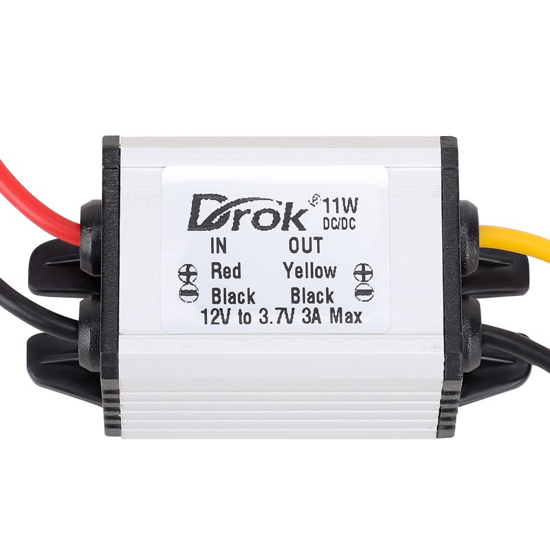 DROK DROK 12v to 3.7v Buck Converter, DC 8-35V to 3.7V 3A 11W Voltage Regulator Board Power Supply Module, 5V 6V 9V 12V 24V Waterproof Car Volt Step Down Buck Converter  - Image 2