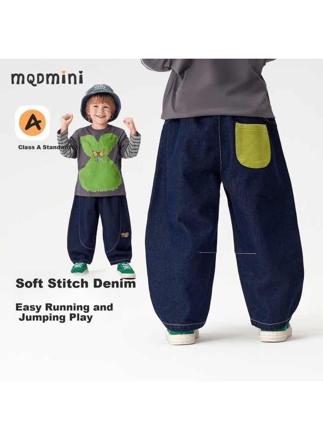 Mqdmini Boys' Denim Pants Spring Banana Style Children's Trousers Soft Denim Long Pants For Toddlers And Kids - Image 2