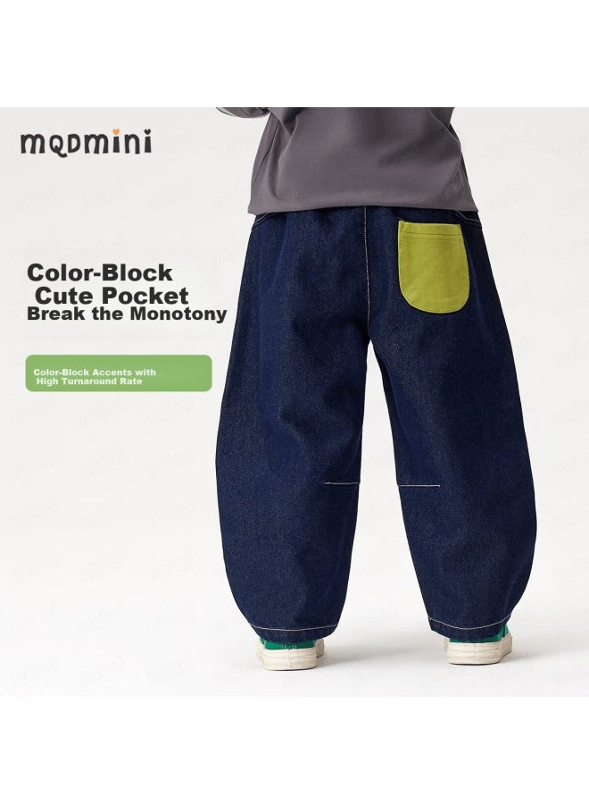 Mqdmini Boys' Denim Pants Spring Banana Style Children's Trousers Soft Denim Long Pants For Toddlers And Kids - Image 3