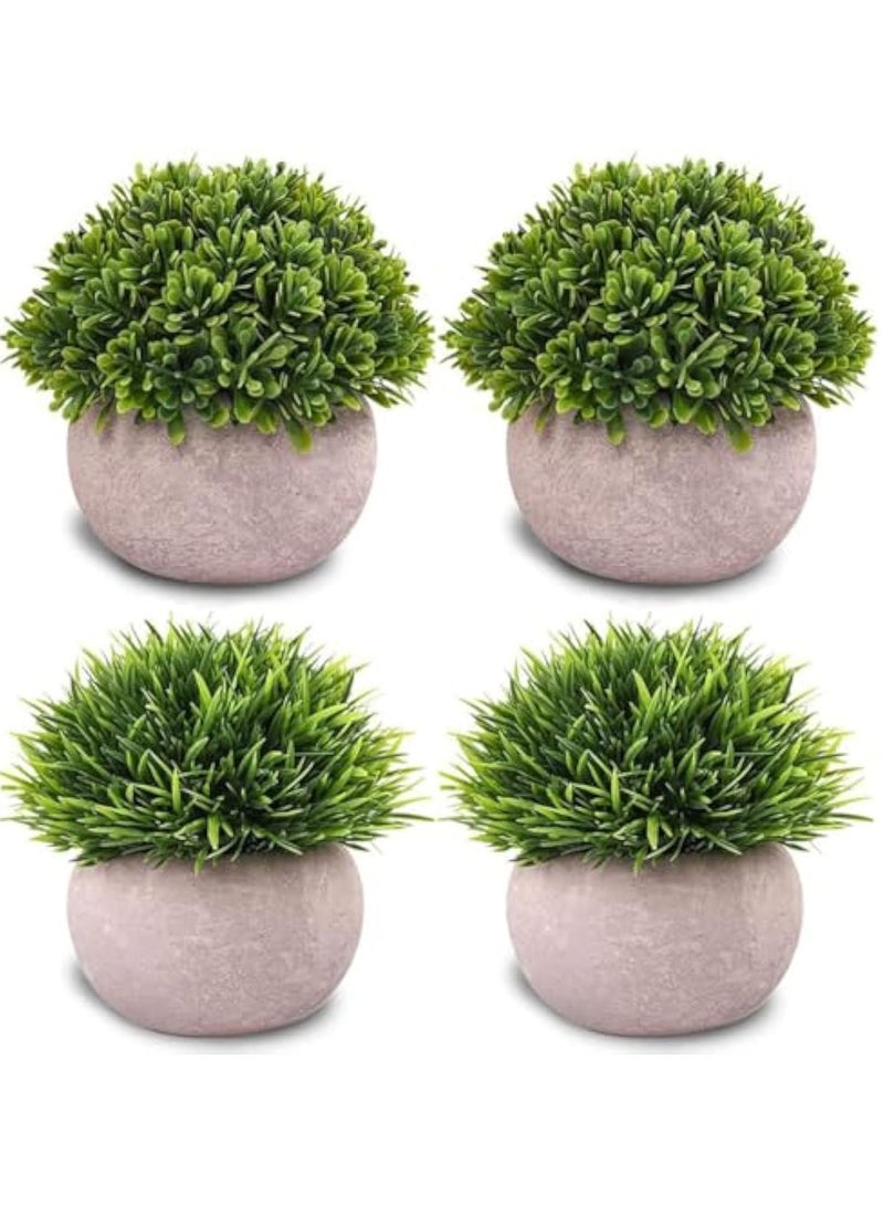 Arabest Artificial Faux Topiary Shrubs Plants 4 Pots, Mini Indoor Artificial Potted Small Plastic Plants,Fake Greenery for Room Decor Home Office Desk Table Decorations,Exquisite New House Gift - Image 1