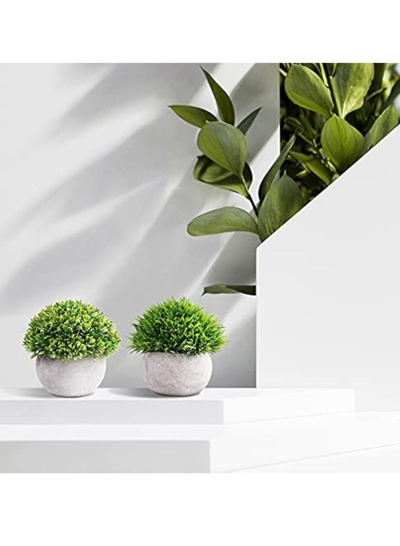 Arabest Artificial Faux Topiary Shrubs Plants 4 Pots, Mini Indoor Artificial Potted Small Plastic Plants,Fake Greenery for Room Decor Home Office Desk Table Decorations,Exquisite New House Gift - Image 2