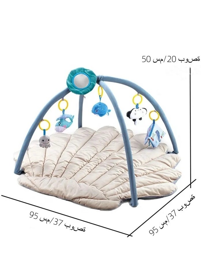XICEN - Baby Gym & Activity Mat, Large Play Mat for Newborns, Shell Shaped Playmat with 6 Detachable Toys, Tummy Time Activity Center, Promote Motor Skills & Sensory Development, Machine Washable - Image 1