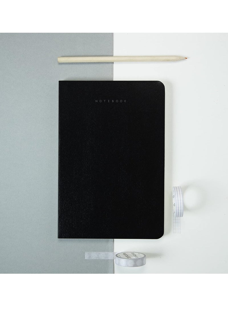 FACTOR NOTES A5 Size Minimalist Softbound Ruled Notebook 160 Pages 90gsm Thickness Black Cover  - Image 4