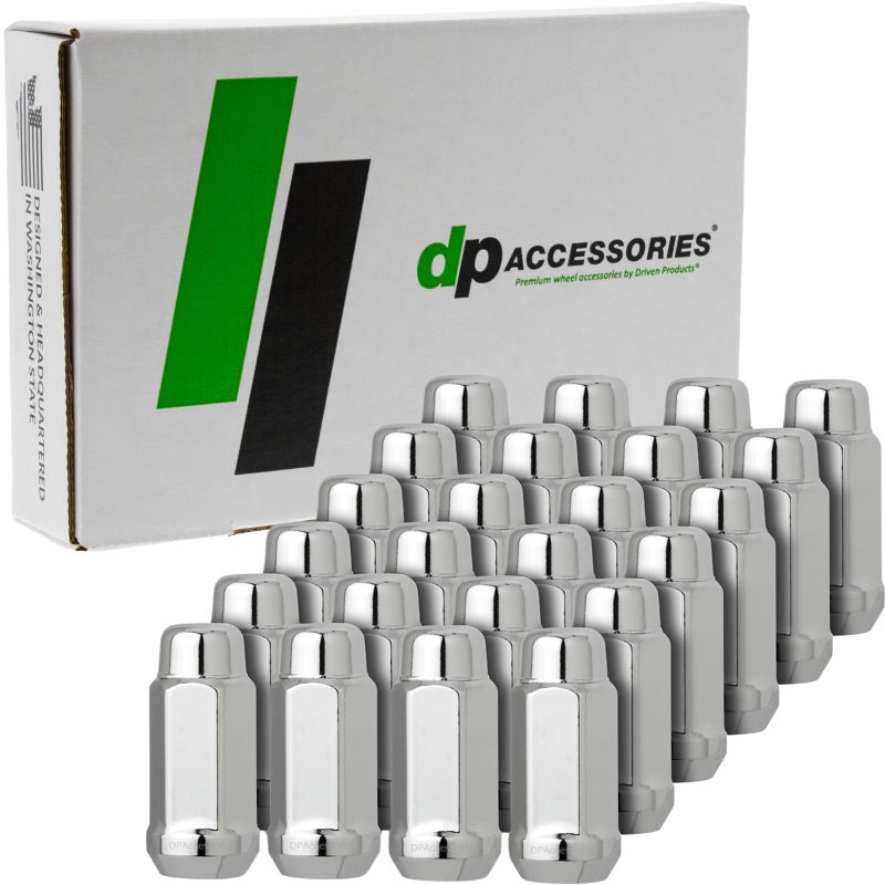 DPAccessories Chrome M14x150 Lug Nuts for Aftermarket Wheels  Closed End XL Bulge Acorn  48mm 19 Tall  19mm 34 Hex  Set of 24  D3318230524
