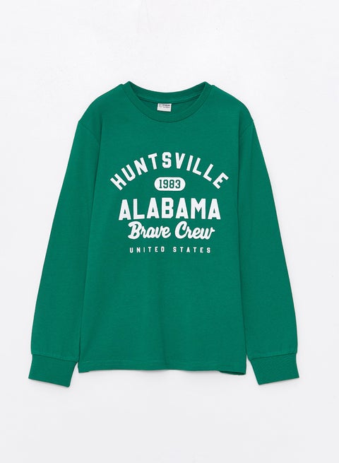 Boys Crew Neck Printed Long Sleeve  T-Shirt