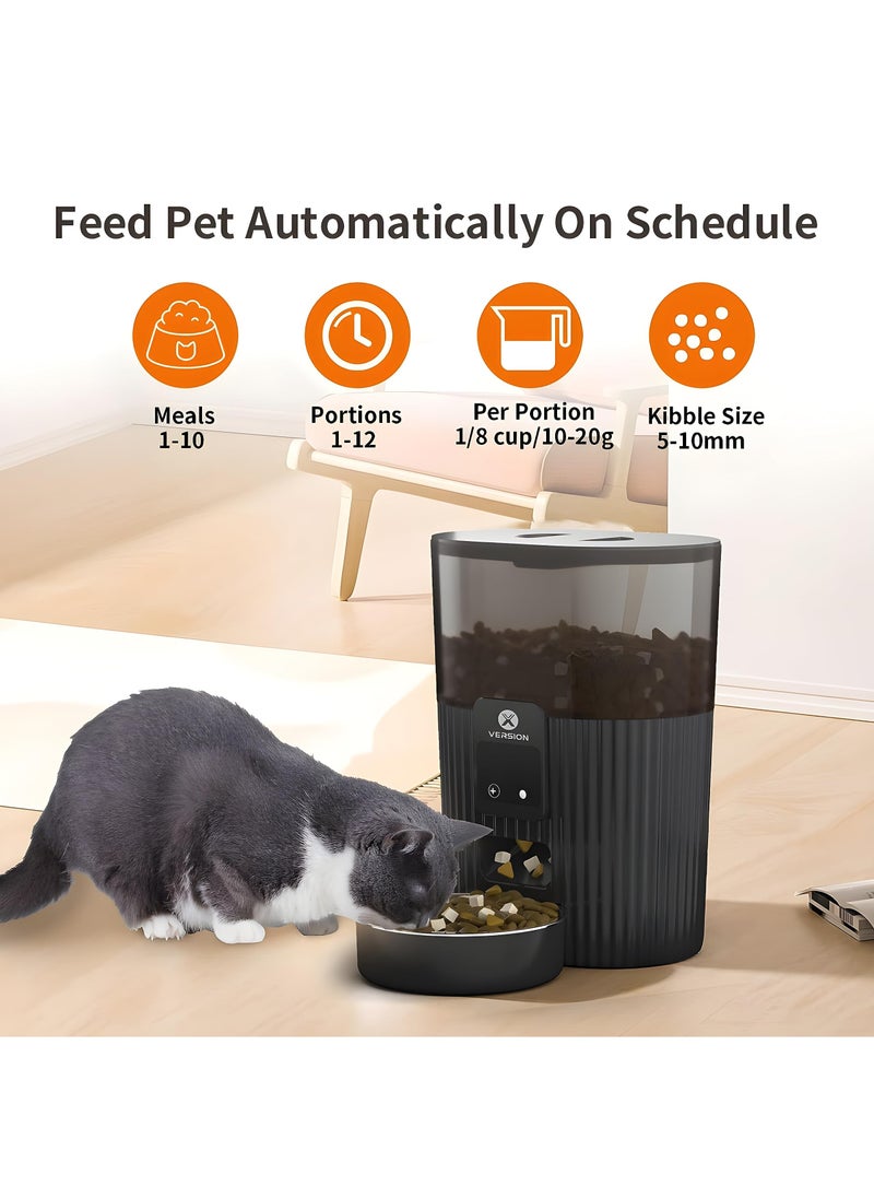 XVersion Pet Feeder Automatic Papifeed Cat Feeder 3L with App WiFi Cat Food Dispenser for Cats & Dogs, Smart Timed Cat Feeder Automatic Pet Feeder w/Portion Control,Stainless Steel Cat Bowl and Dual Power (15Cup) Black  - Image 3