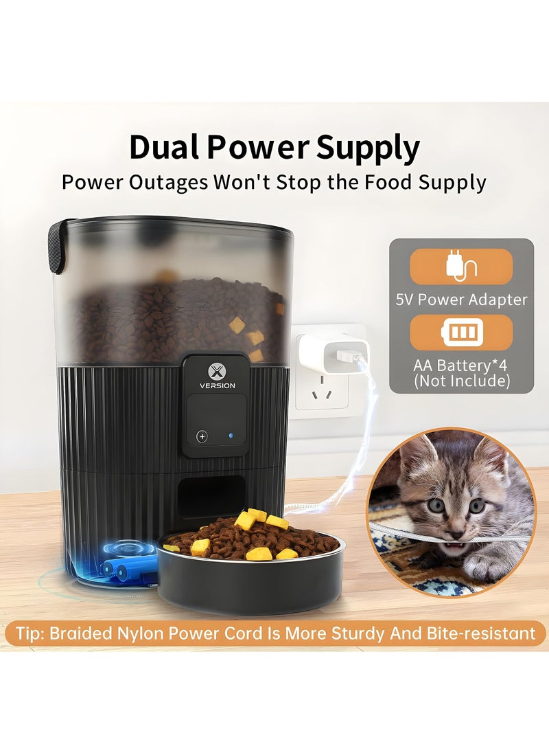 XVersion - Pet Feeder Automatic Papifeed Cat Feeder 3L with App WiFi Cat Food Dispenser for Cats & Dogs, Smart Timed Cat Feeder Automatic Pet Feeder w/Portion Control,Stainless Steel Cat Bowl and Dual Power (15Cup) Black - Image 1