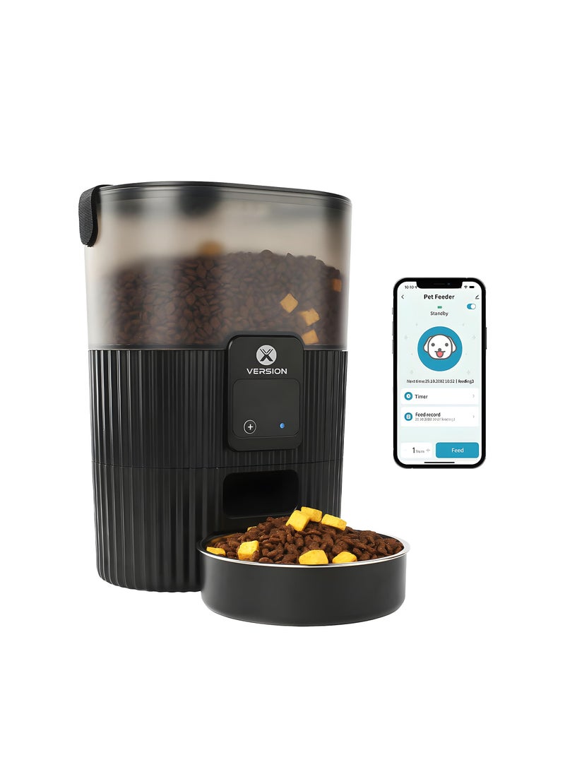 XVersion Pet Feeder Automatic Papifeed Cat Feeder 3L with App WiFi Cat Food Dispenser for Cats & Dogs, Smart Timed Cat Feeder Automatic Pet Feeder w/Portion Control,Stainless Steel Cat Bowl and Dual Power (15Cup) Black  - Image 1