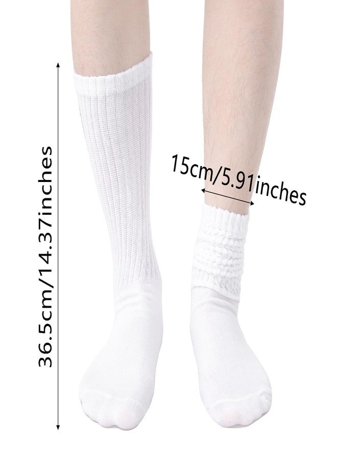 cnomg 4 Pairs Stacked Socks for Women - Soft Extra Long Scrunch Knee High Socks for Indoor Outdoor Use (US, Alpha, One Size, Regular, Regular, White) - Image 3