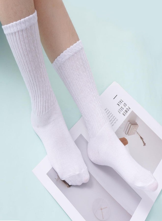 cnomg 4 Pairs Stacked Socks for Women - Soft Extra Long Scrunch Knee High Socks for Indoor Outdoor Use (US, Alpha, One Size, Regular, Regular, White) - Image 5