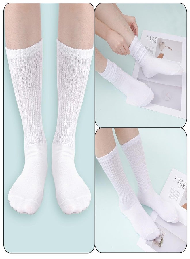 cnomg 4 Pairs Stacked Socks for Women - Soft Extra Long Scrunch Knee High Socks for Indoor Outdoor Use (US, Alpha, One Size, Regular, Regular, White) - Image 4
