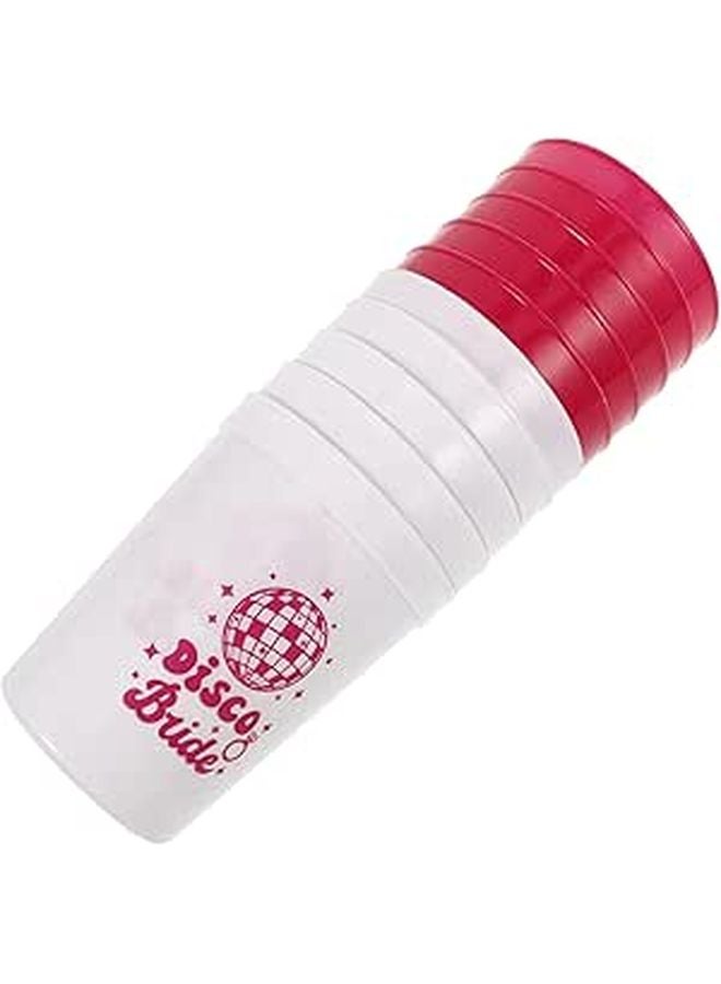Reusable 16oz Plastic Cups Unbreakable For Party Beach Bachelorette 10pcs White Magenta - Image 1