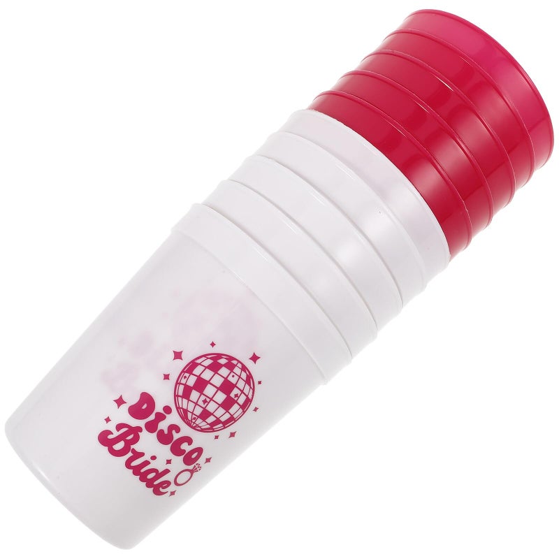 Reusable 16oz Plastic Cups Unbreakable For Party Beach Bachelorette 10pcs White Magenta - Image 2