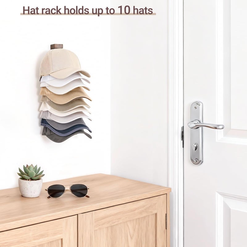 Mkono Hat Organizer for Baseball Caps, Hat Rack for Wall Hold Up to 10 Hats, Hat Holder On Wall Ball caps Storage Organizer Display for Door, Closet, Entryroom, Laundry Cap Organization - Image 2