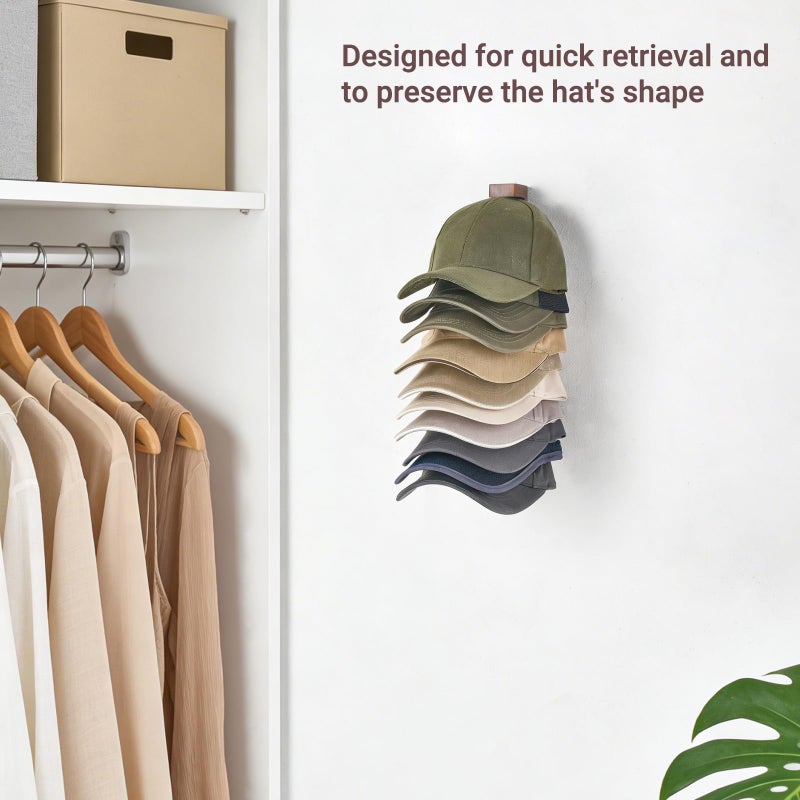 Mkono Hat Organizer for Baseball Caps, Hat Rack for Wall Hold Up to 10 Hats, Hat Holder On Wall Ball caps Storage Organizer Display for Door, Closet, Entryroom, Laundry Cap Organization - Image 3
