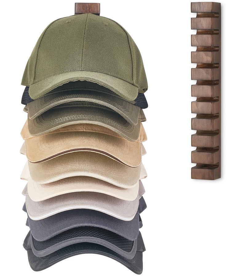 Mkono Hat Organizer for Baseball Caps, Hat Rack for Wall Hold Up to 10 Hats, Hat Holder On Wall Ball caps Storage Organizer Display for Door, Closet, Entryroom, Laundry Cap Organization - Image 1