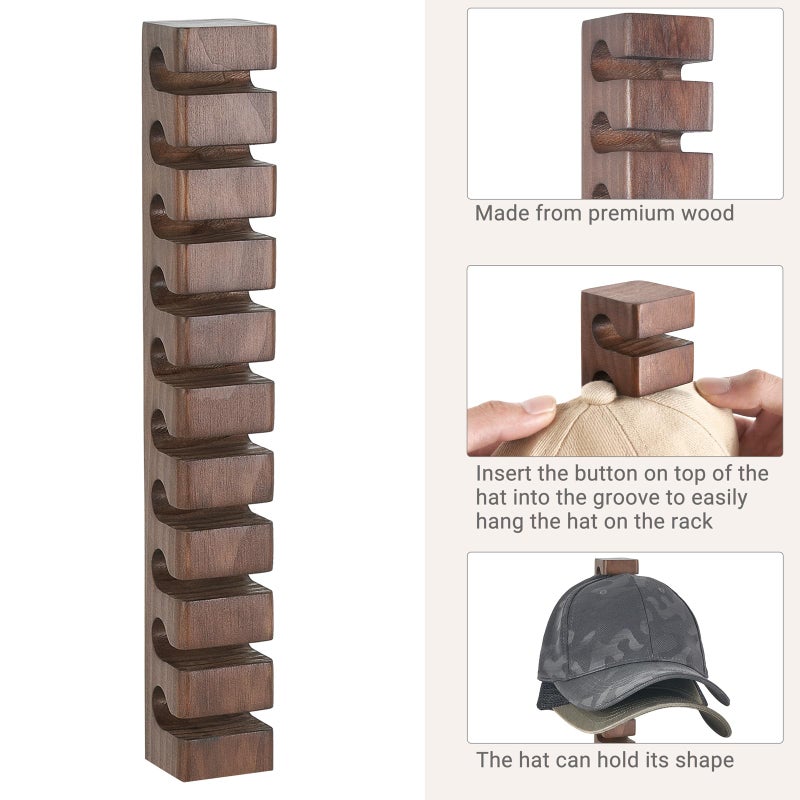 Mkono Hat Organizer for Baseball Caps, Hat Rack for Wall Hold Up to 10 Hats, Hat Holder On Wall Ball caps Storage Organizer Display for Door, Closet, Entryroom, Laundry Cap Organization - Image 4