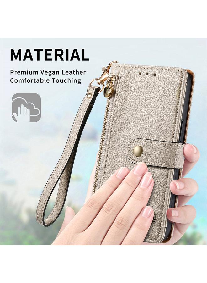 زبون جراب لهاتف Infinix Note 40 Pro 4G جراب هاتف جلدي مزود بسحاب وحزام - Image 5