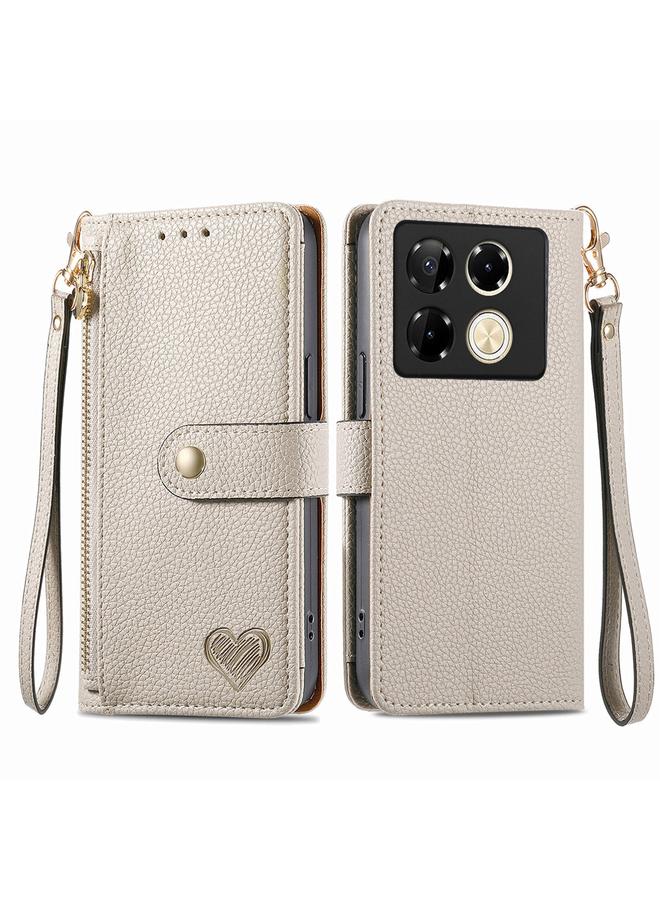 زبون جراب لهاتف Infinix Note 40 Pro 4G جراب هاتف جلدي مزود بسحاب وحزام - Image 1