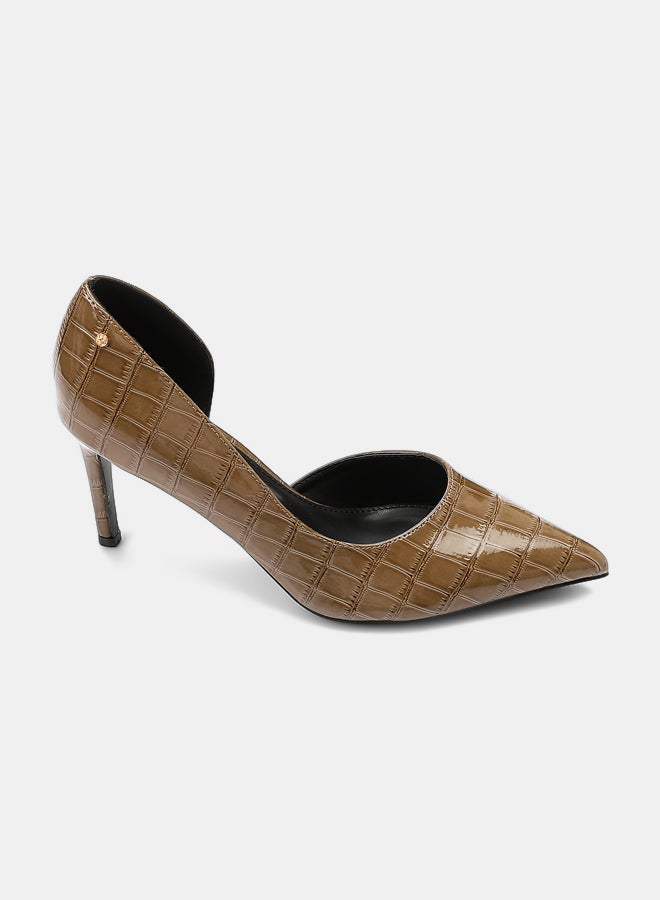 Dejavu Shoes HUA-DVTX-001 Suede Side Open Pointed Toecap Plain Heels For Women - Image 2