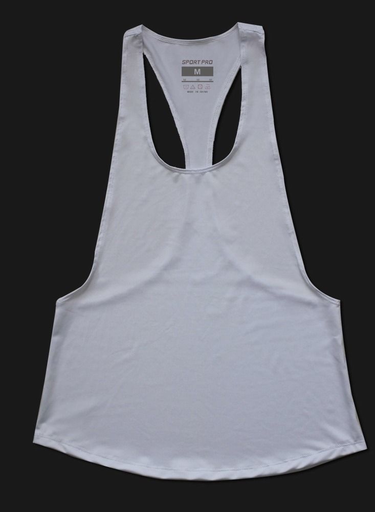 Loquat Sports Fitness Quick Drying Large Low Neck T-Shaped Sleeveless Vest White