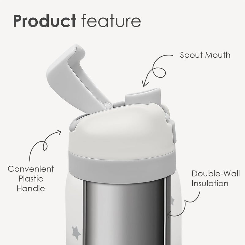 SANDJEST Star Insulated Stainless Steel Water Bottle with Straw for Sports and Travel, 32oz Gifts for Women Girls Friends Teens Birthday Christmas (Grey) - Image 2