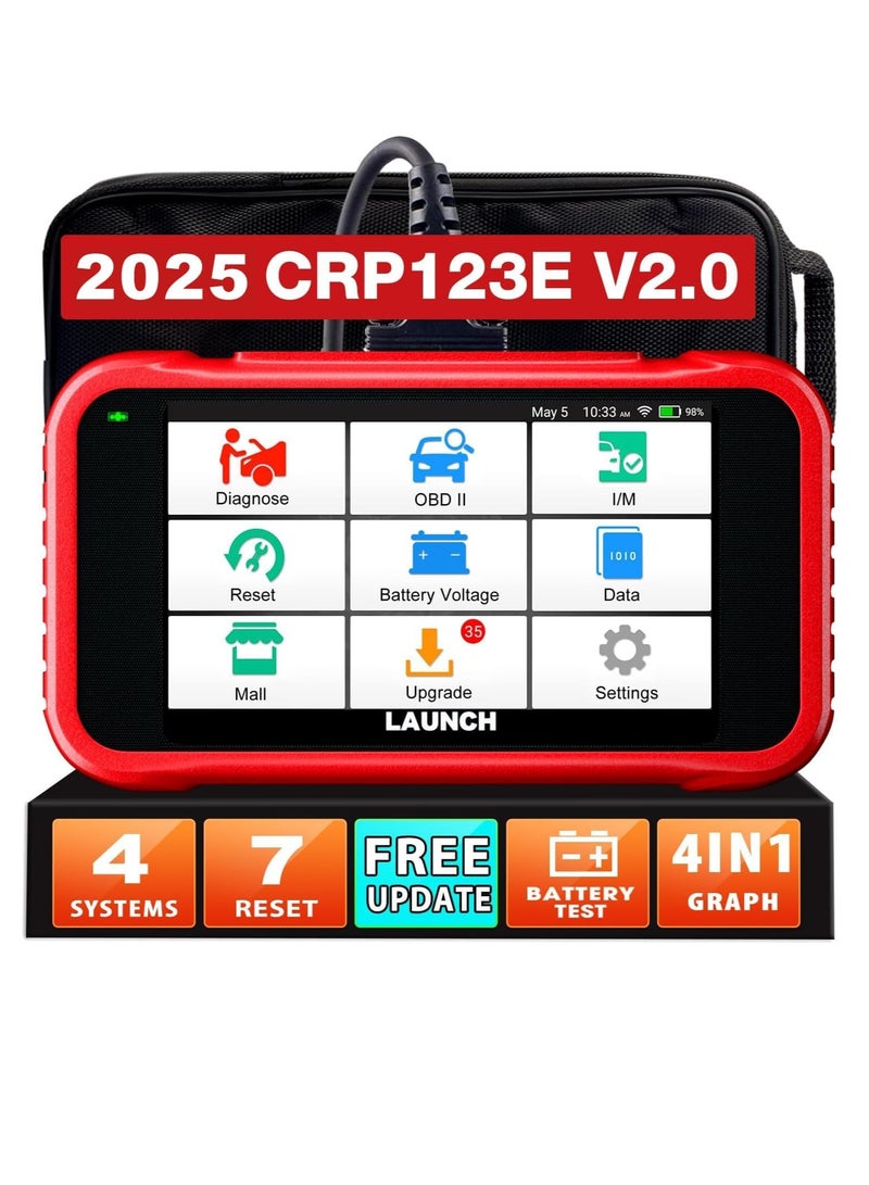 Launch CRP123E Obd2 Code Reader for 4 System (Engine ABS SRS AT) Car Diagnostic Tool with 3 Reset Service（Oil Reset, SAS Reset, Throttle Adaptation) , Auto Vin OBD2 Diagnostic Scanner - Image 1