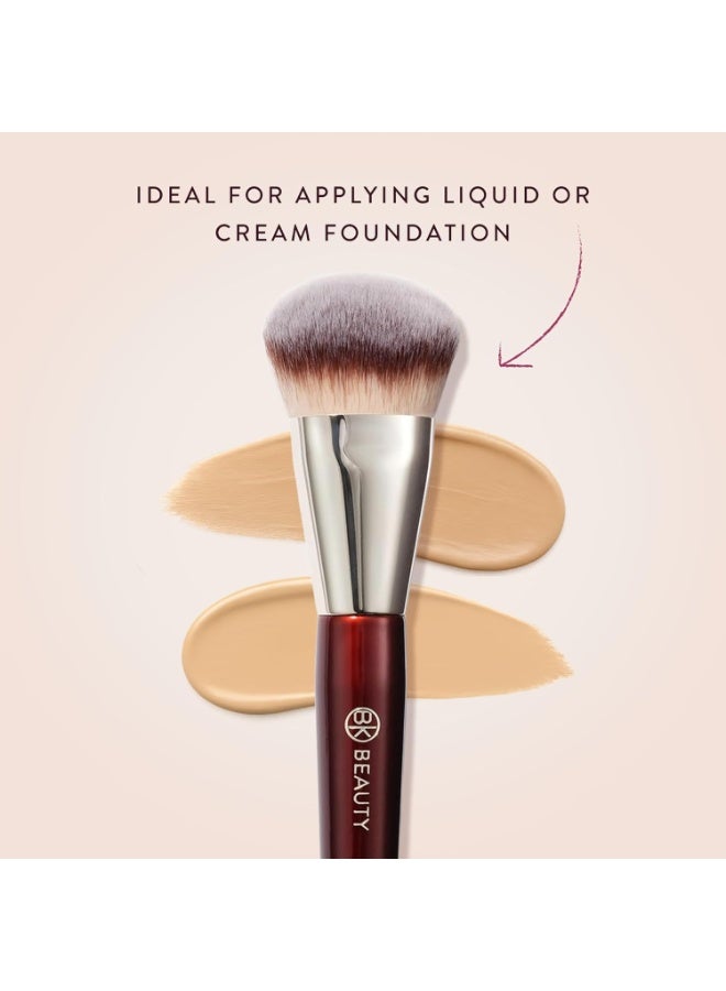 BK BEAUTY فرشاة الأساس المنحوتة 101 - فرش مكياج الأساس - فرشاة للوجه للأساسات السائلة أو الكريمية + مجموعة فرش أنجي هوت وفلاشية A506 للكونسيلر - Image 2