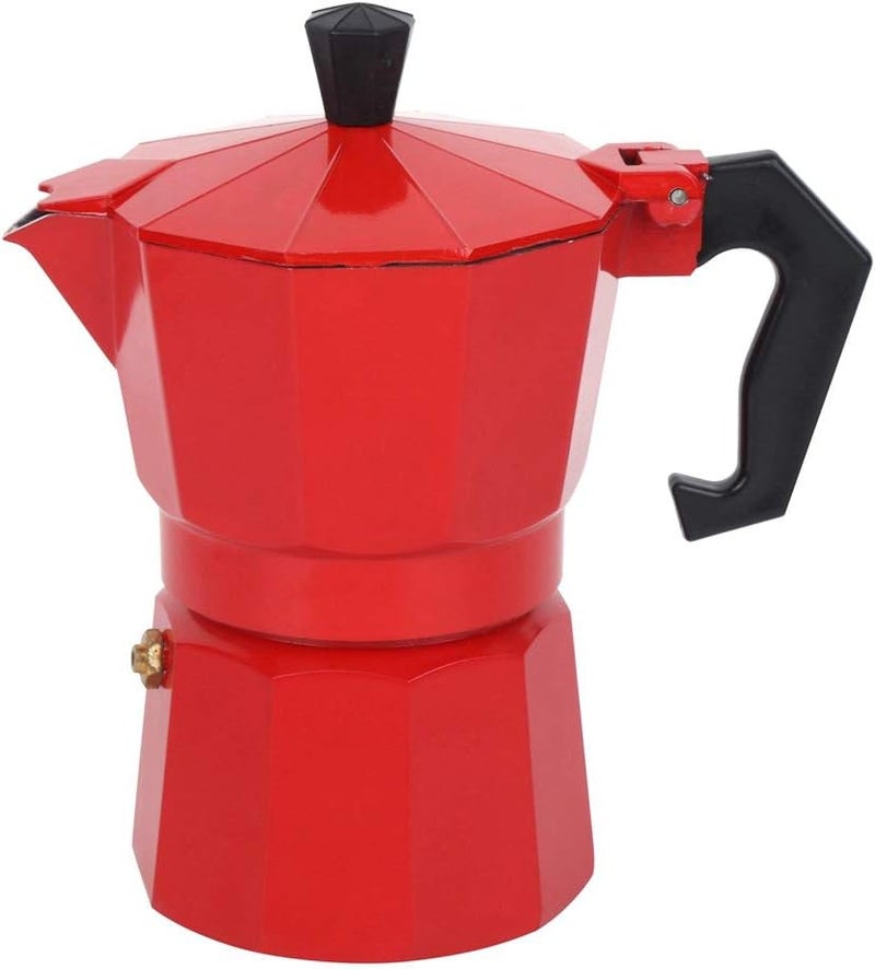 klarako Stovetop Espresso Maker, Classic Stovetop Espresso Maker 6‑Cup Capacity Aluminum Coffee Machine Moka Pot for Office Home Use Moka Maker for Gas or Electric Stove Top(Red) - Image 1