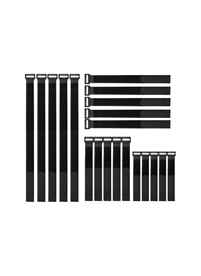PROMASS - Cable Ties Set of 20, Fastening Hook Loop Rope Cable Straps with Buckles, Adjustable Nylon Velcro Cord Organizer Wire Ties for Organizing Home Office Data Centers - Image 1