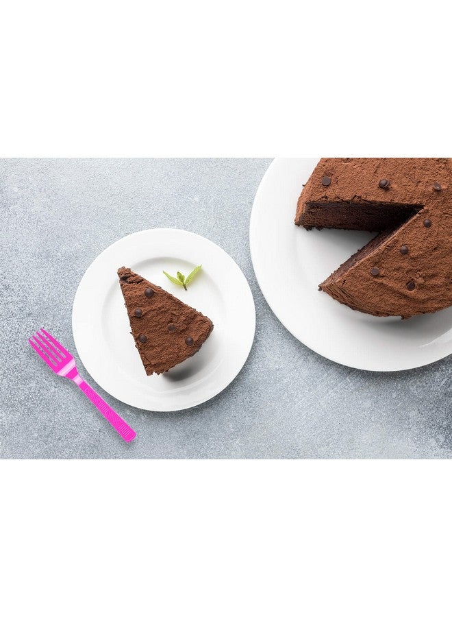 DecorRack Plastic Cutlery Set, Fuschia Pink Plastic Silverware Sets For Parties, 96 Piece Bulk Heavy Duty Plastic Utensils Set (Fuschia Pink, 96 Pieces) - Image 4