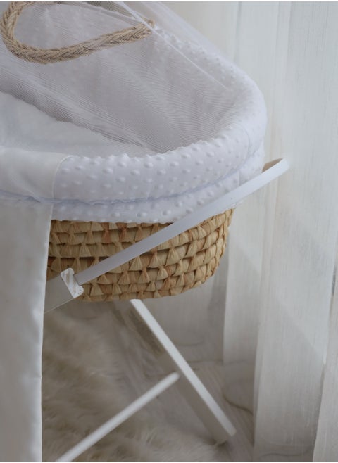 Baby Moses Basket Cradle With Rocking Stand, White