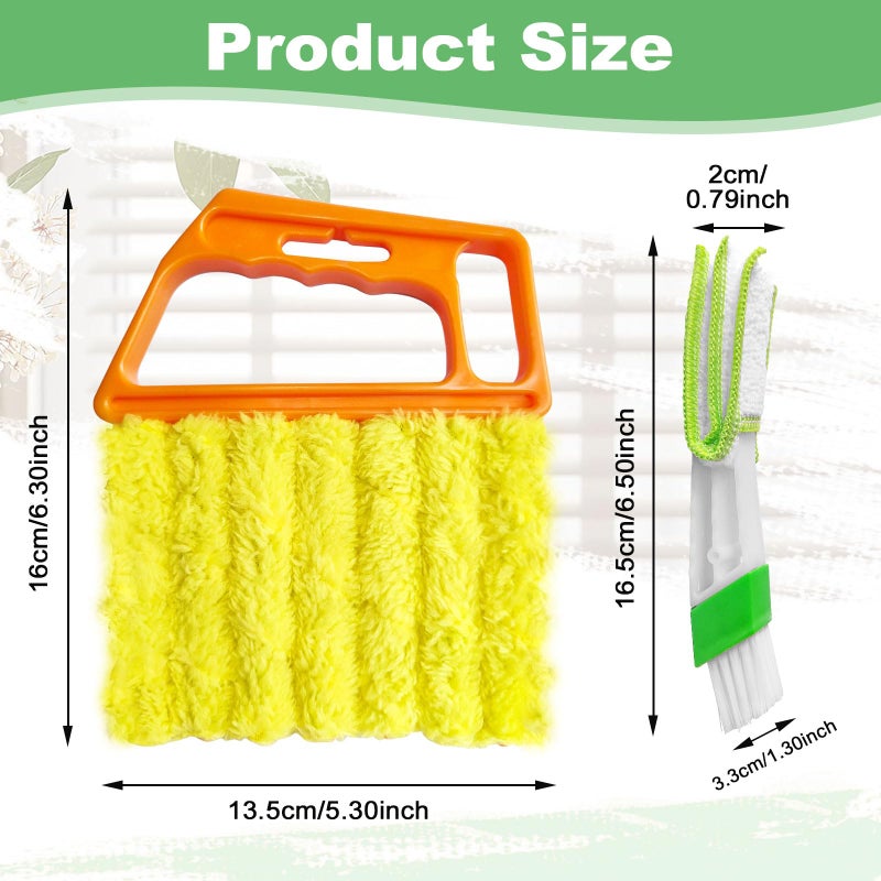 HAOHOMIO 4Pcs Blind Cleaner Duster Tool Set with 7-Finger & 3-Finger Brushesï¼ŒWashable Multi-Surface Dusting Kit for Wood Blinds, Venetian Blinds, AC Vents, Car Vents, Shutters & Fans (Orange+Blue) - Image 2