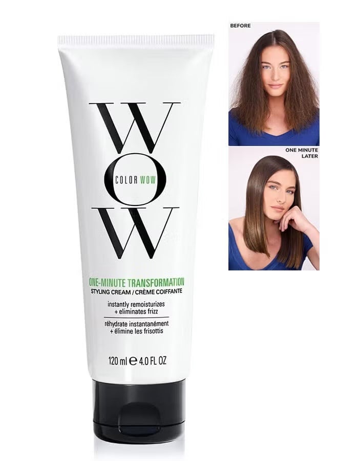 Color Wow One Minute Transformation Styling Cream 120ml, Instant Frizz Fix and Replenish Water, Smoothing Cream for Dry and Frizzy Hair - Image 1