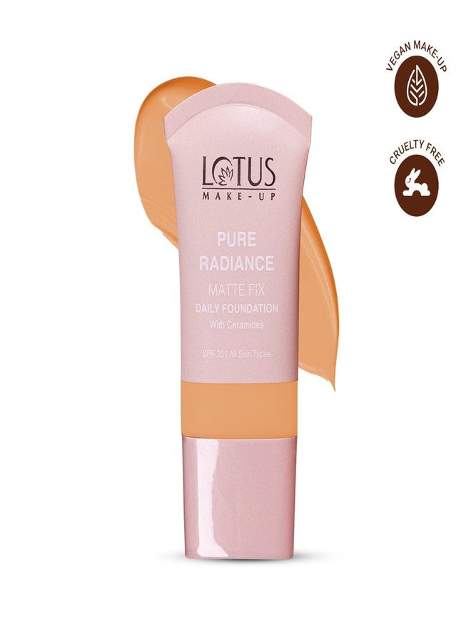 Lotus Makeup Lotus Make-Up Pure Radiance Matte Foundation - 07 Soft Honey | Infused with Ceramides | Sheer Coverage | Matte Finish | SPF 20 | For All Skin Types | 30ml - Image 3