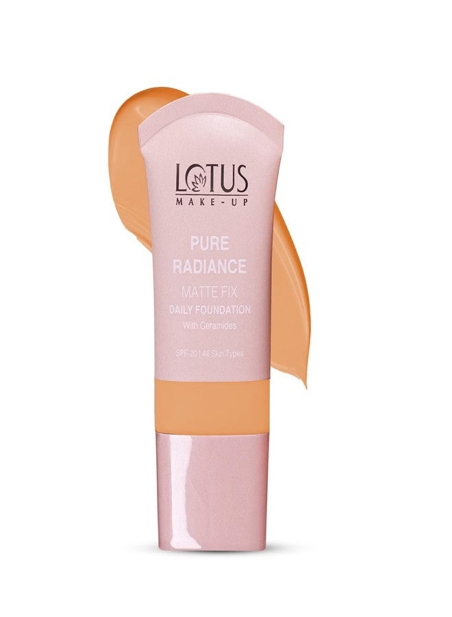 Lotus Makeup Lotus Make-Up Pure Radiance Matte Foundation - 07 Soft Honey | Infused with Ceramides | Sheer Coverage | Matte Finish | SPF 20 | For All Skin Types | 30ml - Image 1