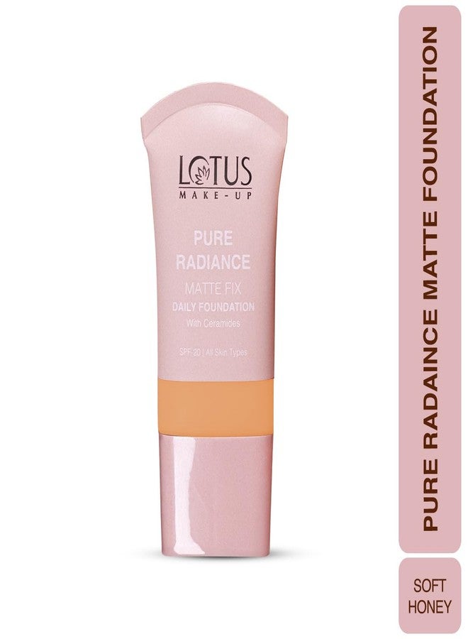 Lotus Makeup Lotus Make-Up Pure Radiance Matte Foundation - 07 Soft Honey | Infused with Ceramides | Sheer Coverage | Matte Finish | SPF 20 | For All Skin Types | 30ml - Image 2